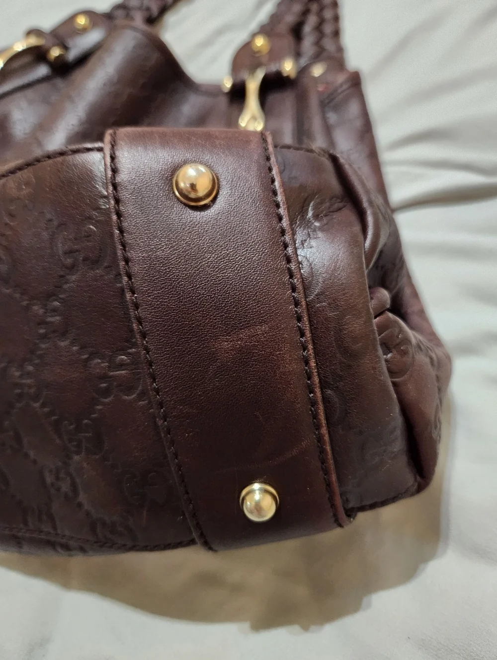 Authentic Gucci Pelham Brown Guccissima Horsebit Medium Hobo Bag